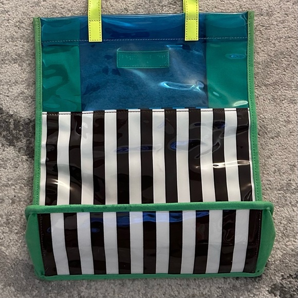 HENRI BENDEL Clear PVC Striped Tote Bag Blue & Green - Picture 9 of 14